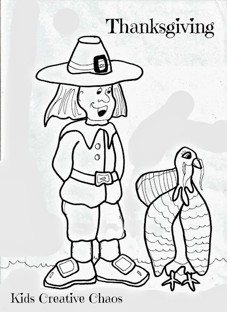Coloring sheets for thanksgiving pilgrim with turkey and wampanoag indian child