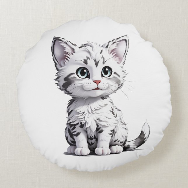 Cute tom jecartoon cat coloring pagesfull white round pillow