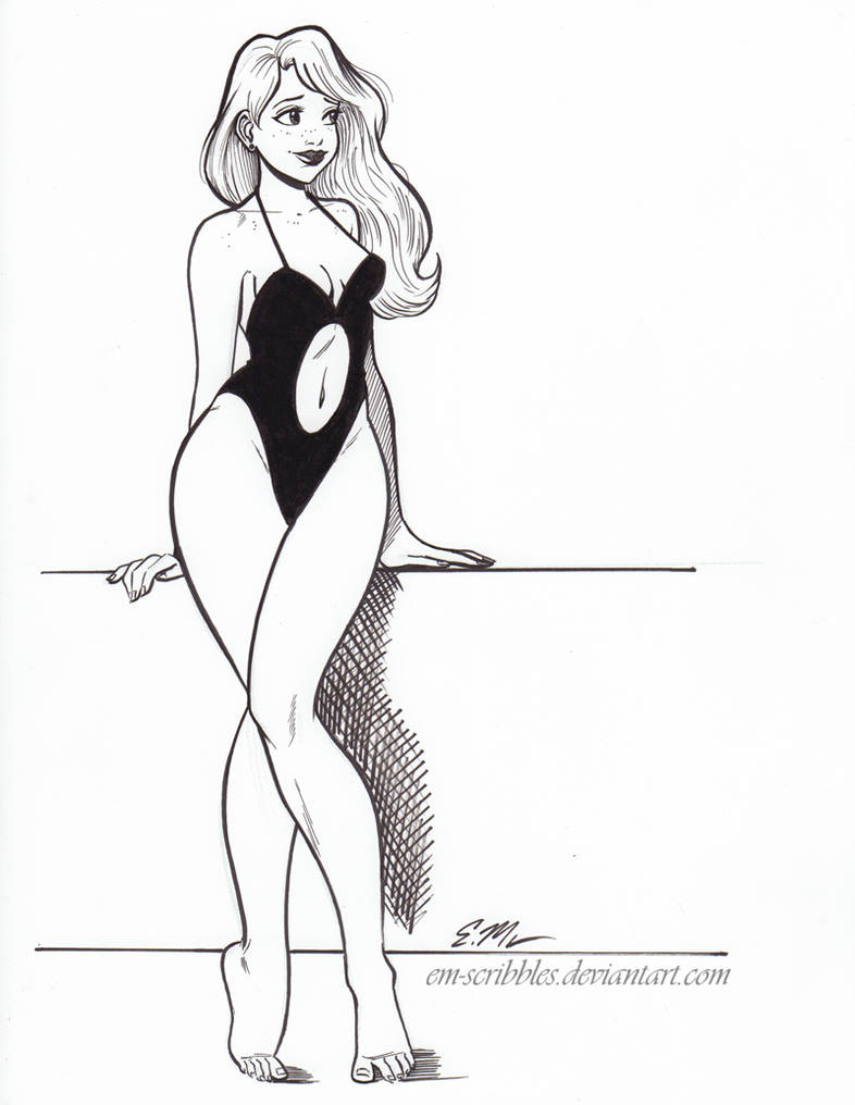 Inktober swimsuit pin