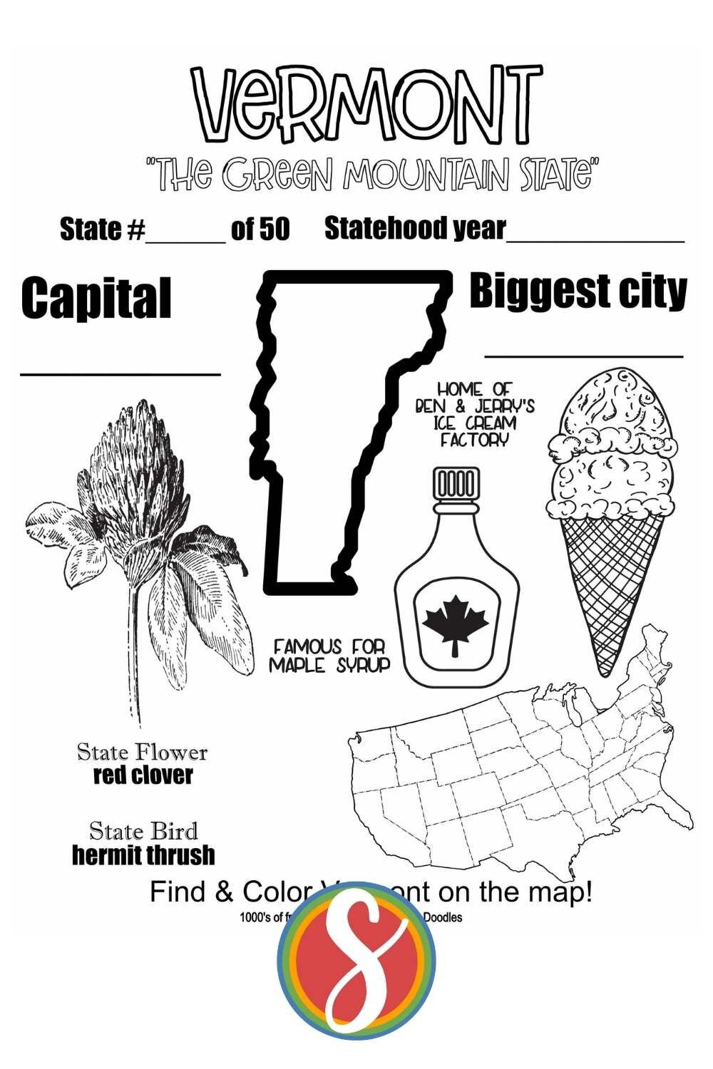 Free vermont coloring pages â stevie doodles