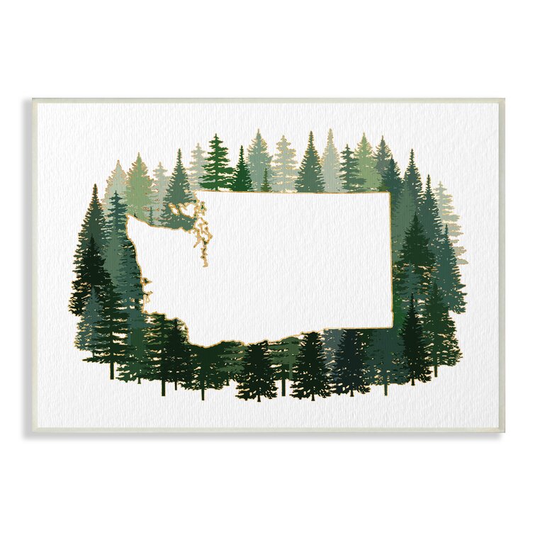 Loon peak washington state outline pine trees green forest framed print