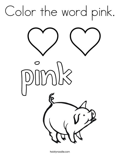 Color the word pink coloring page