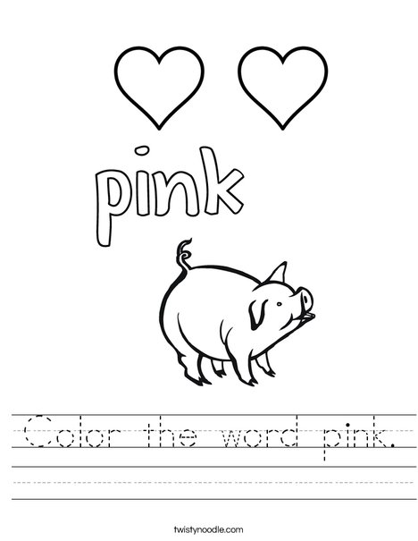 Color the word pink worksheet