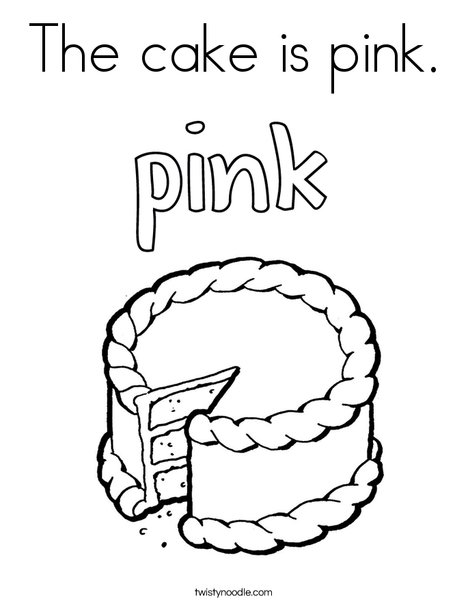 The cake is pink coloring page
