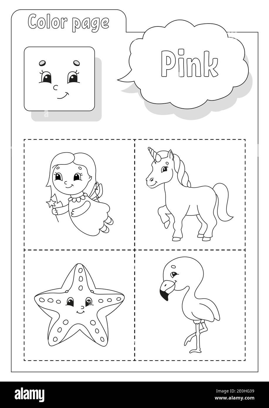 Coloring book learning colors color pictures flashcard for kids cartoon characters picture set for preschoolers education worksheet vector illu stock vector image art