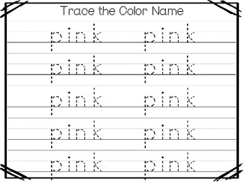 All about the color pink no prep tracing preschool worksheets and activities