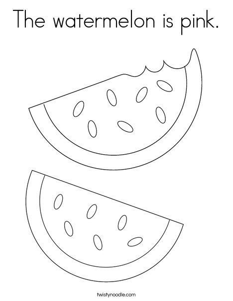 The watermelon is pink coloring page