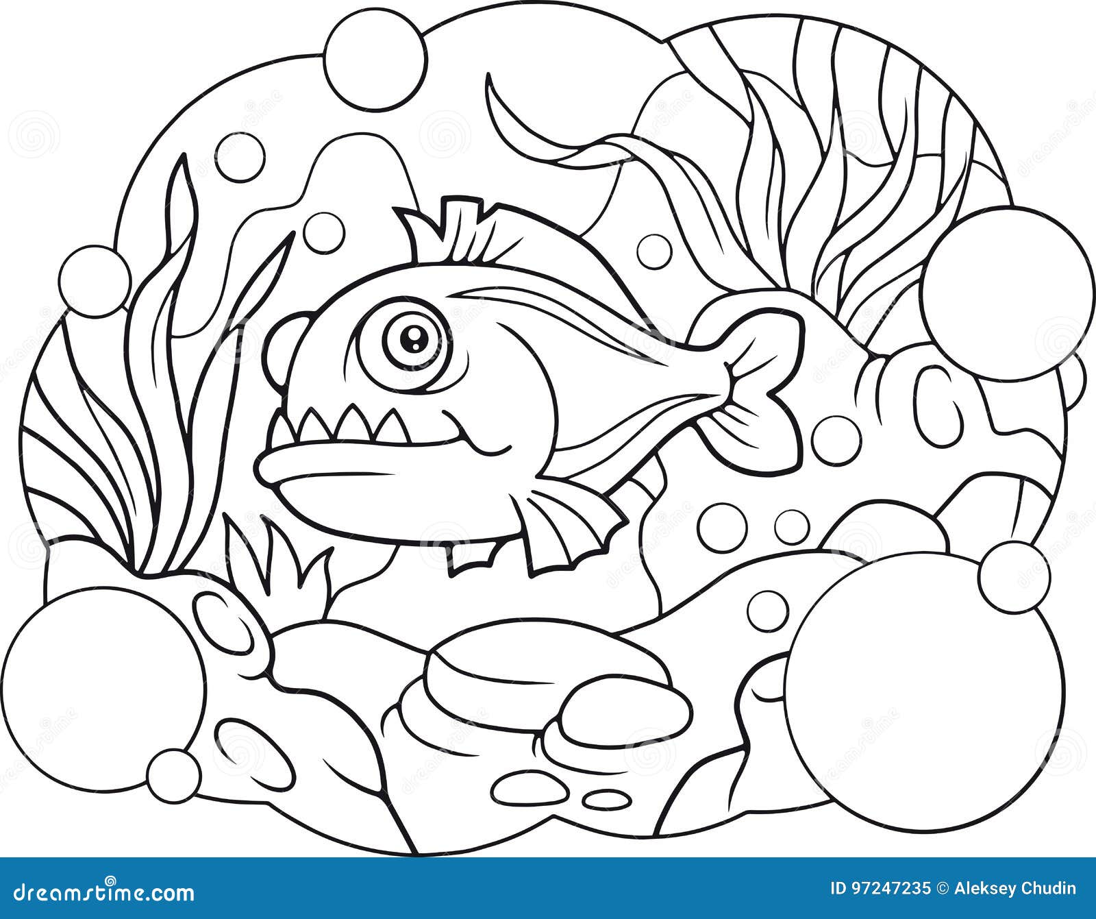 Cartoon piranha coloring book stock vector