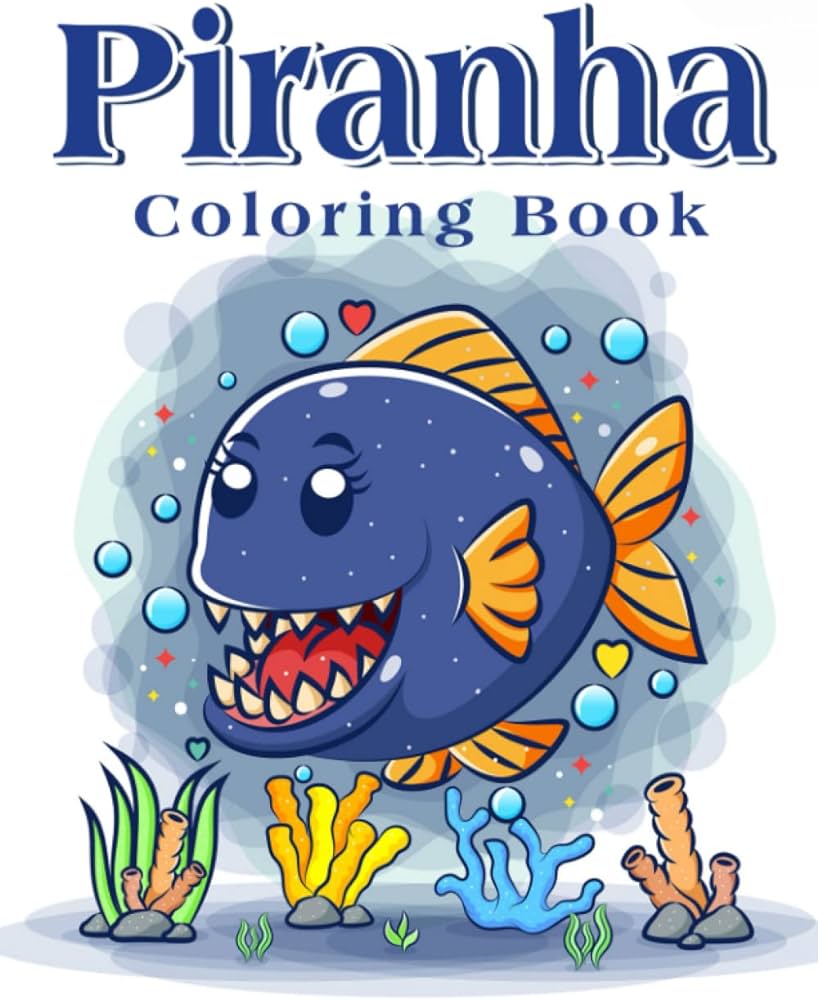 Piranha coloring book a dangerous fish shown by high