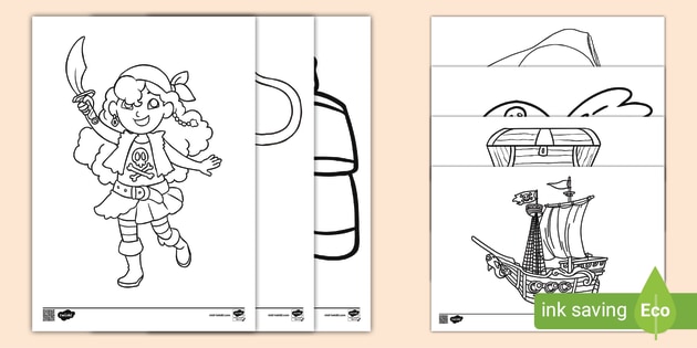 Pirate colouring pictures primary resources