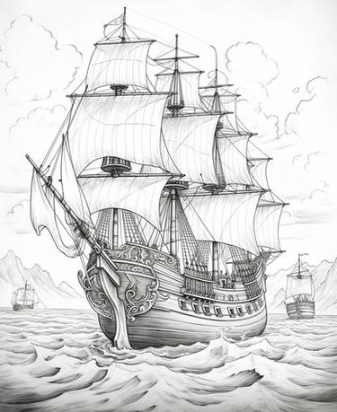 Pirate ships coloring pages in premium quality by coloringbooksart on