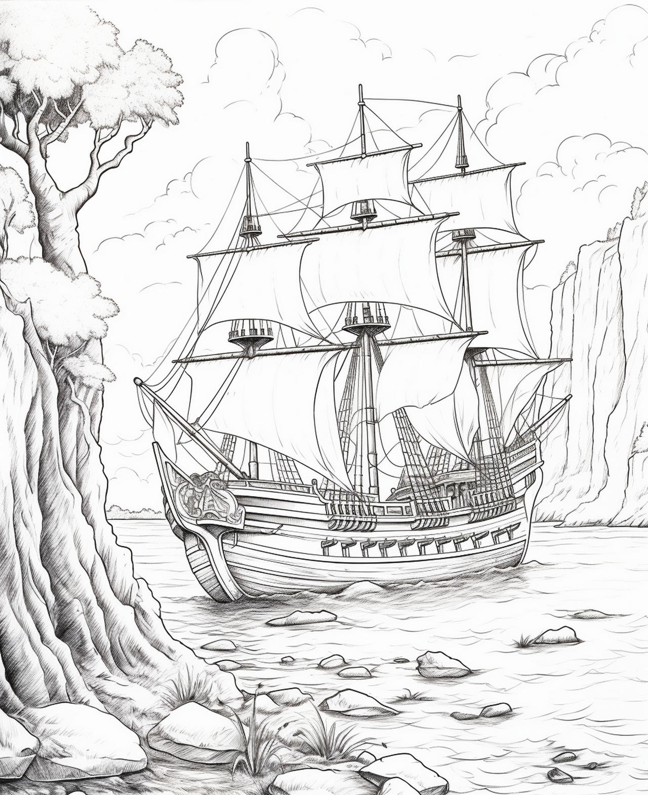 Pirate ships coloring pages in premium quality by coloringbooksart on