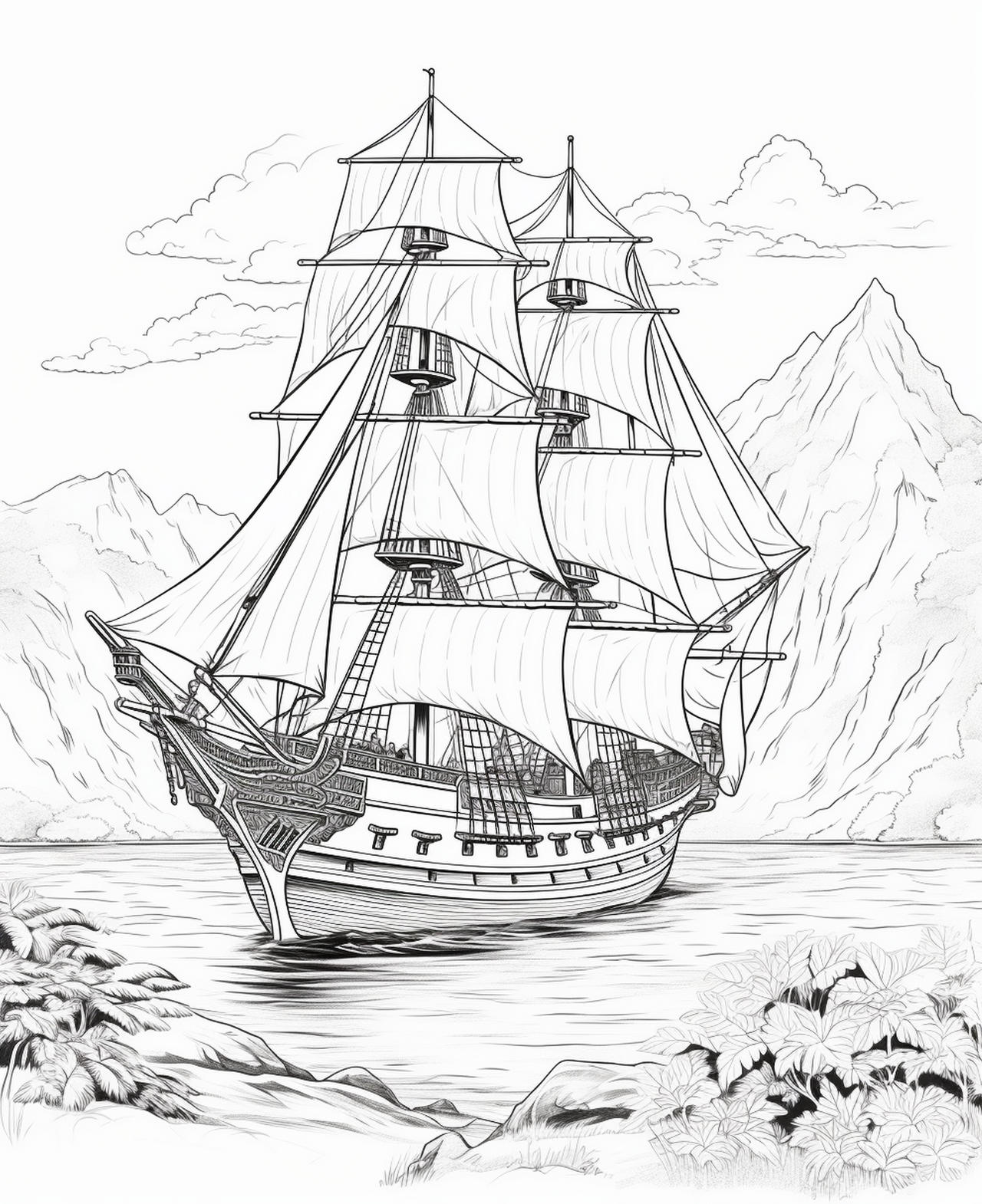 Pirate ships coloring pages in premium quality by coloringbooksart on