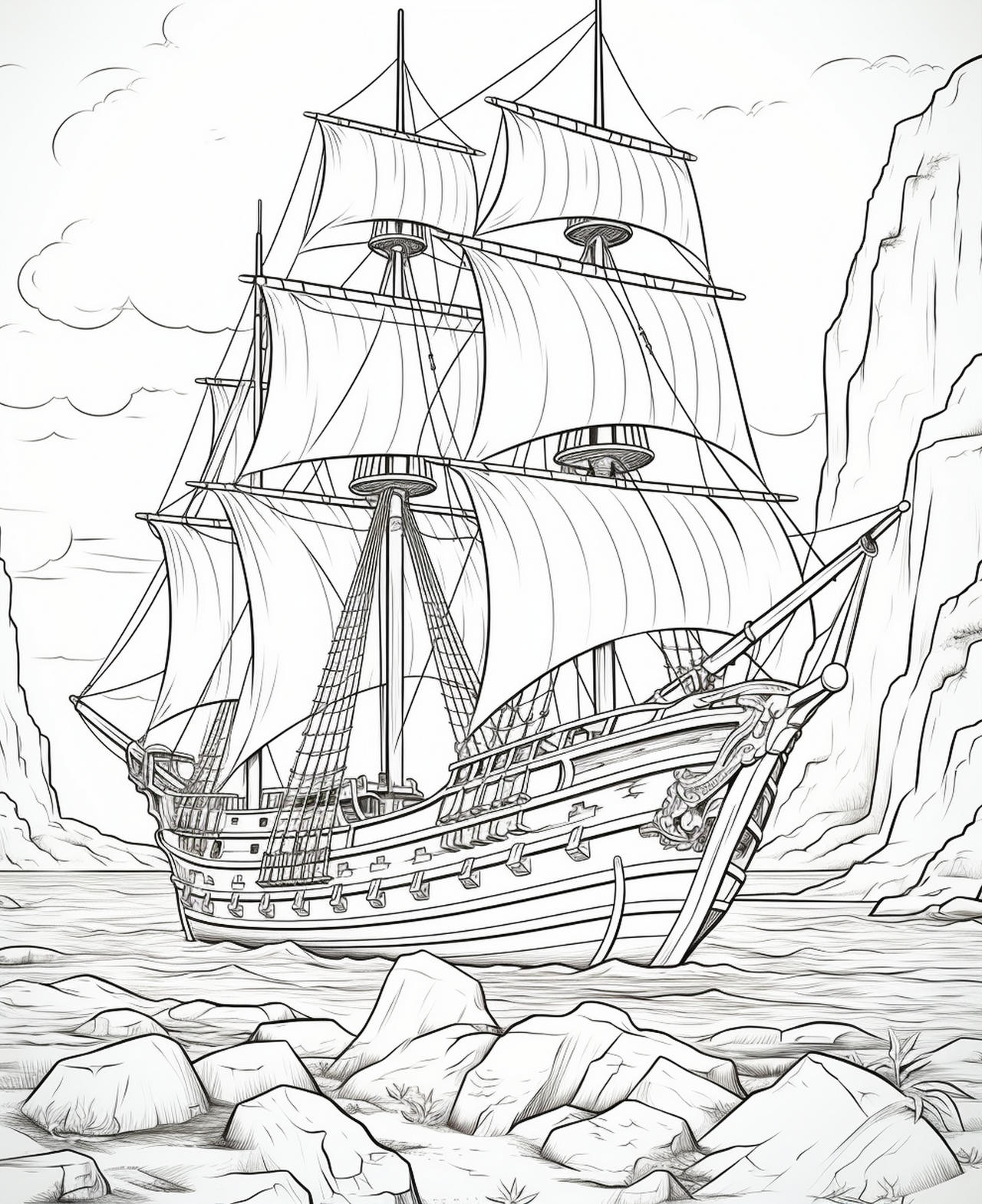 Pirate ships coloring pages in premium quality by coloringbooksart on