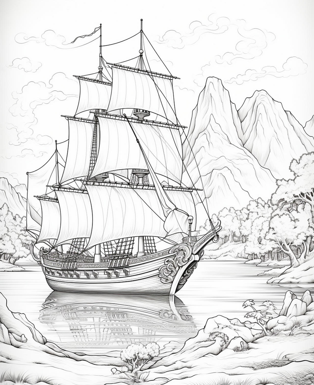 Pirate ships coloring pages in premium quality by coloringbooksart on