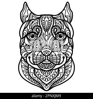 Pitbull dog coloring page isolated for kids stock vector image art