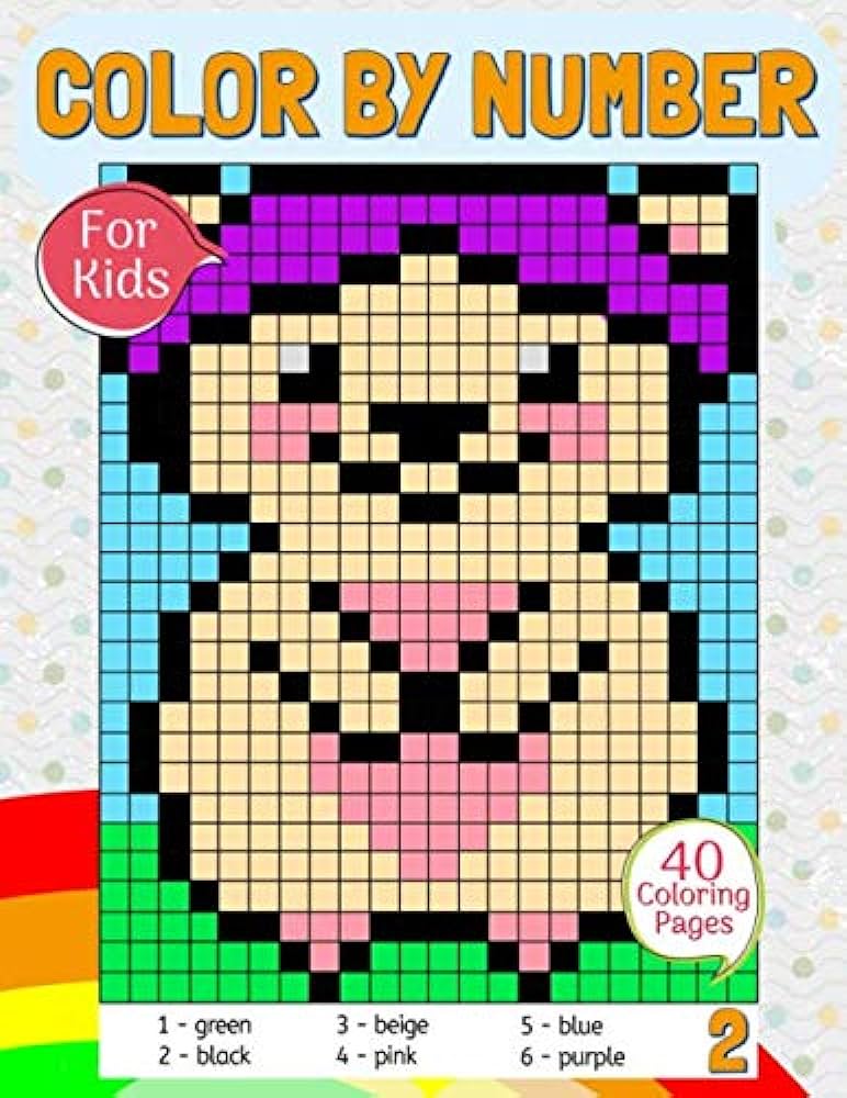 Color by number for kids pixel art coloring book for kids ages and up colorful play press mew books