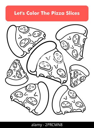 Pizza slices coloring book page in letter page size children coloring worksheet premium vector element stock vector image art