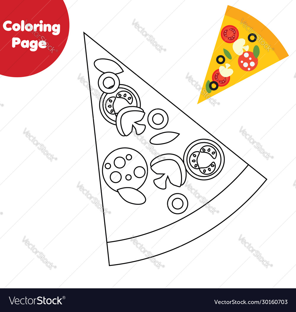 Pizza slice coloring page color picture royalty free vector