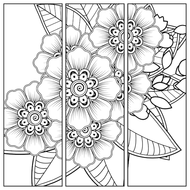 Premium vector mehndi flower decoration decorative ornament in ethnic style coloring page
