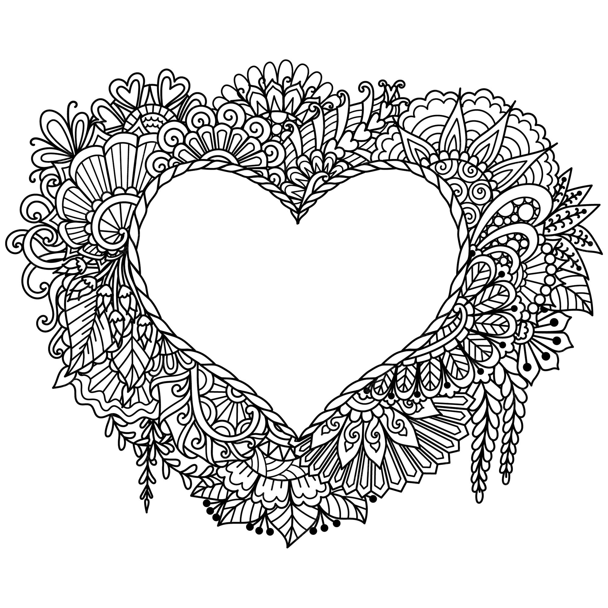 Marco en forma de corazãn mandala para imprimir grabar o colorear ilustraciãn vectorial vector premium