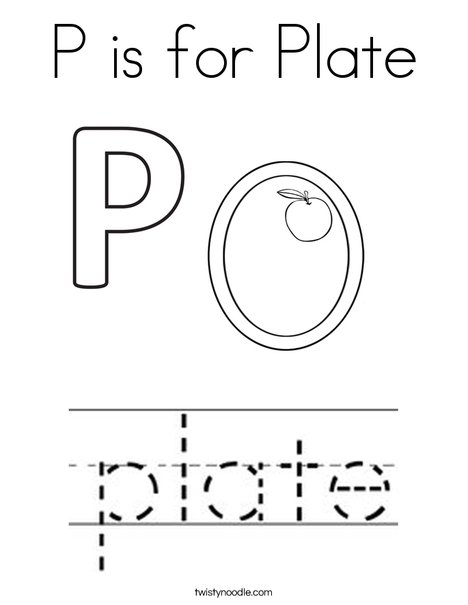 P is for plate coloring page