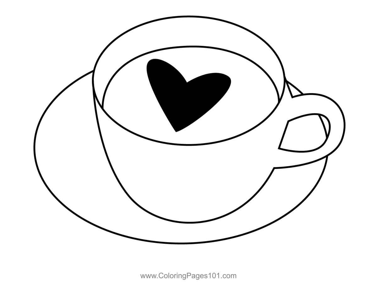 Cup and plate coloring page for kids