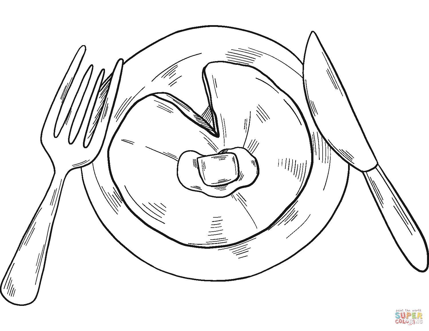 Plate with pancake coloring page free printable coloring pages