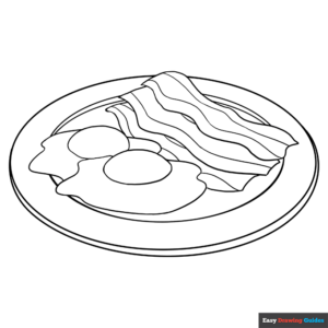 Bacon and eggs coloring page easy drawing guides