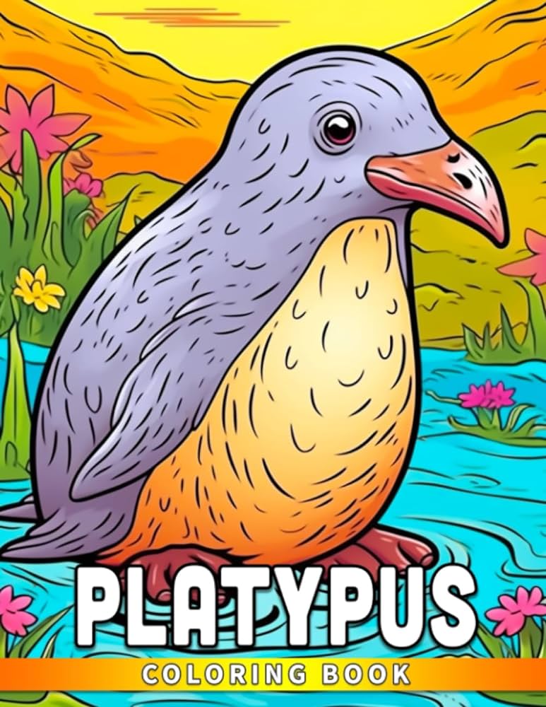 Platypus coloring book fun and easy coloring pages in cute style featuring animal for preschool to relax and unwind guerrero kimberly books