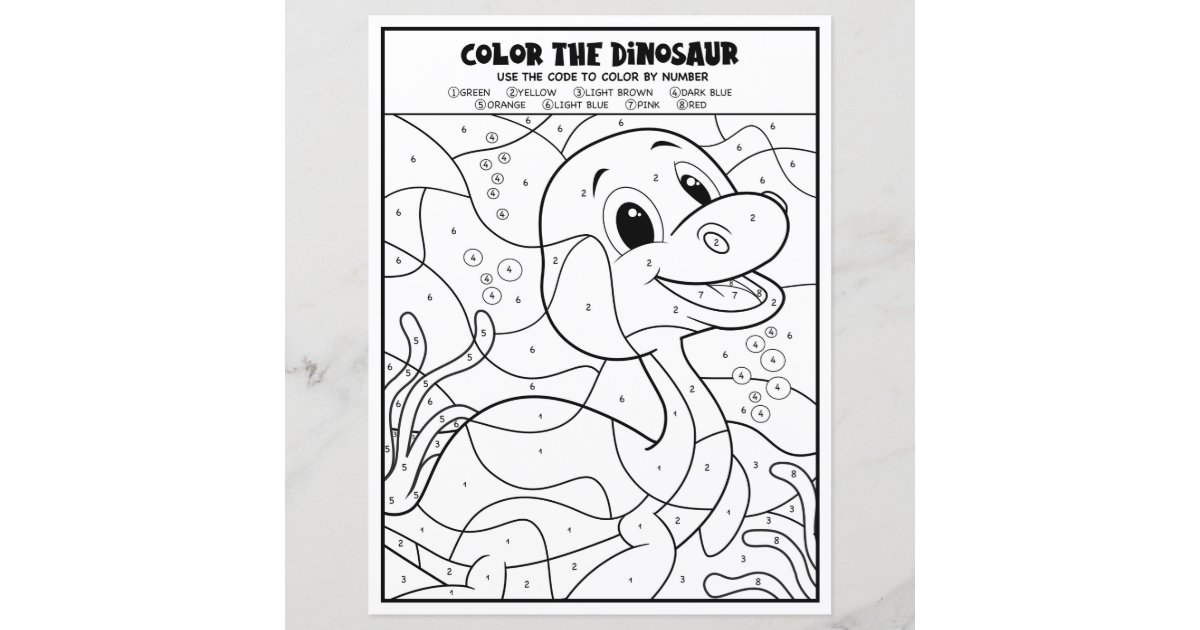 Plesiosaurus dinosaur coloring page by number