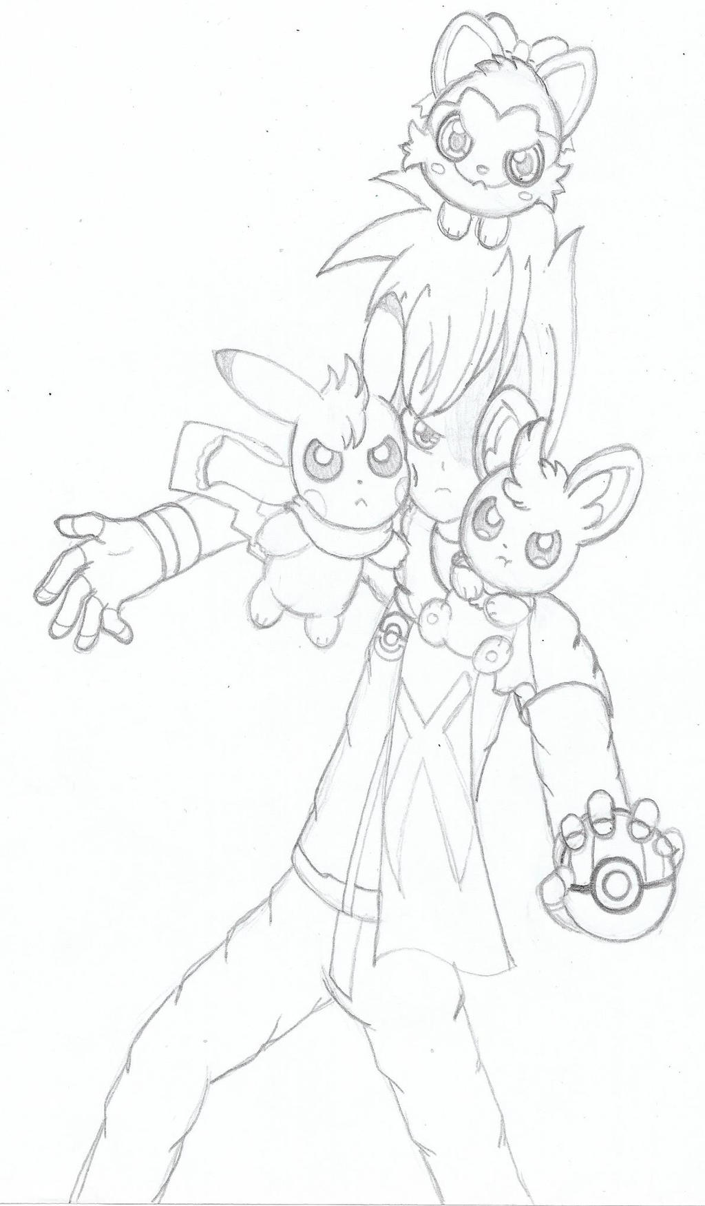 Pokemon champion x battle pose sketch by piplupstarsmander on