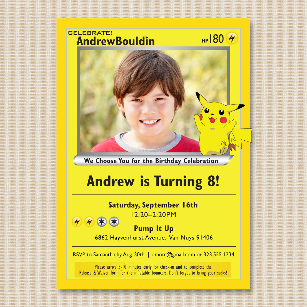 Pokemon style birthday invitation â
