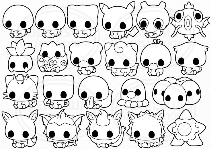 Poke clipart pt monster vector chibi monster pookimon pokiimon go cute animal digital download png line clip art sticker printable