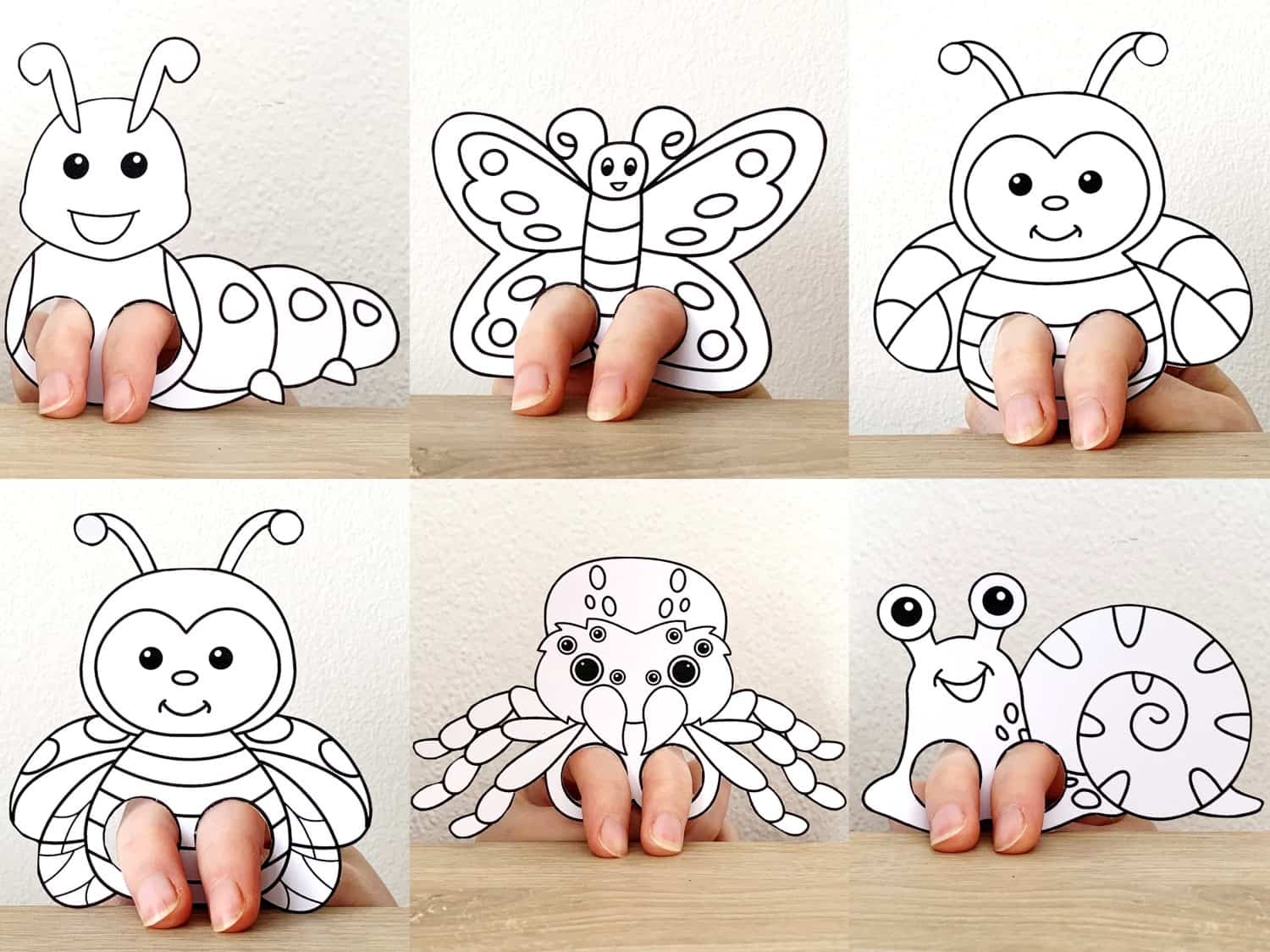 Bugs and insects finger puppet printable coloring