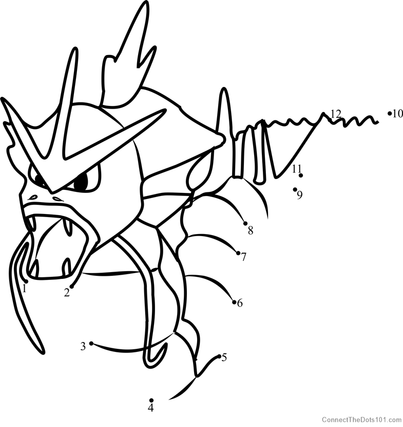 Gyarados pokemon go dot to dot printable worksheet