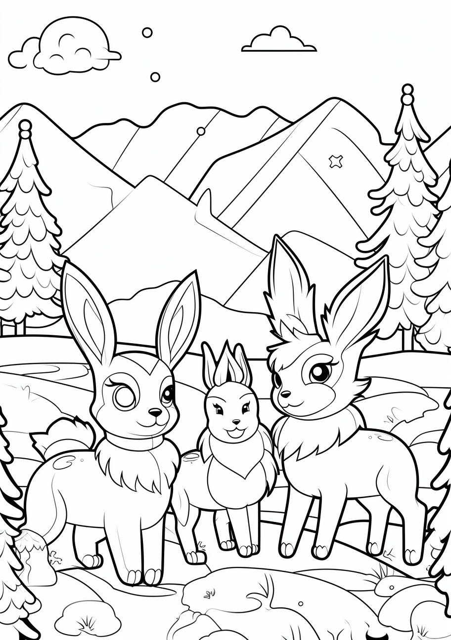 Holiday special eevee evolution coloring