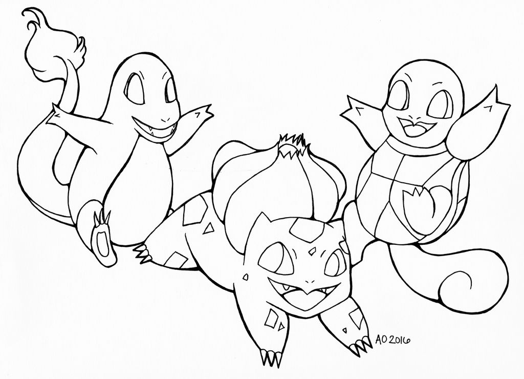 Pokemon gen starters coloring page by pristinepanda on