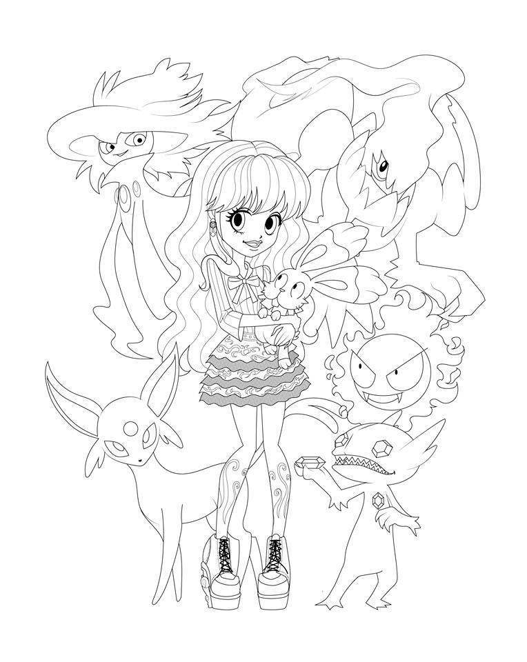 Monster high pokemon trainers coloring pages