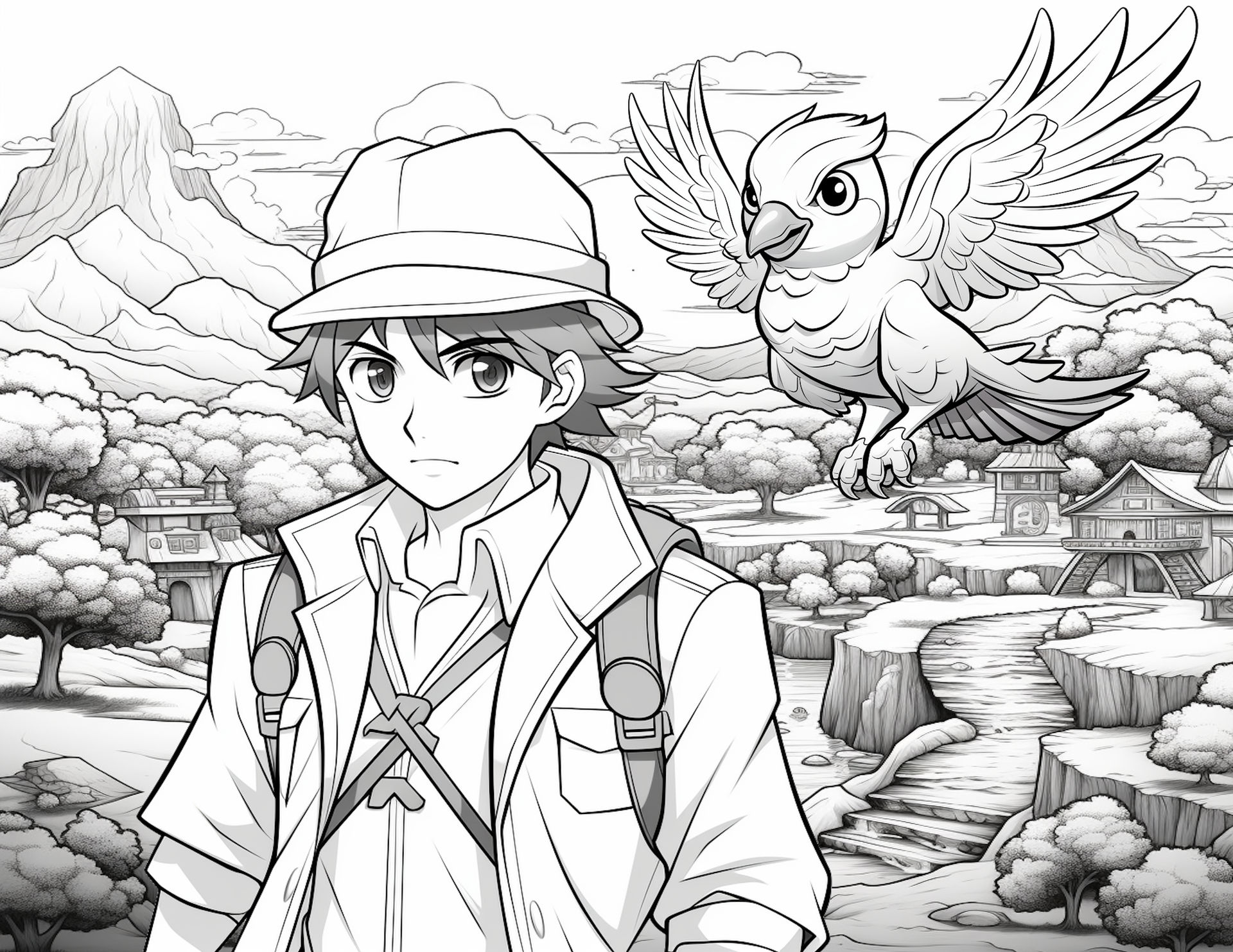 Pokemon trainer coloring for kids midjourney by fbombheart on