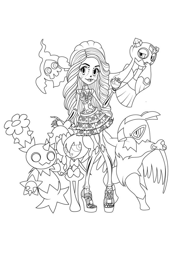 Monster high pokemon trainers coloring pages