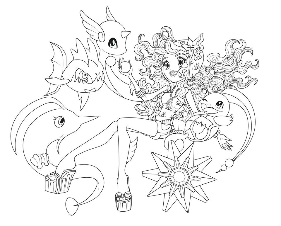 Monster high pokemon trainers coloring pages