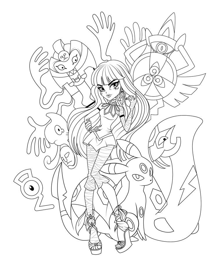 Monster high pokemon trainers coloring pages