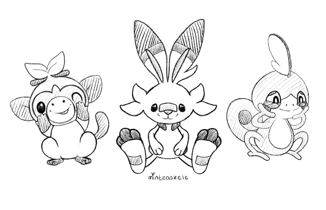 Pokemon sword and shield starters by minteaskele on