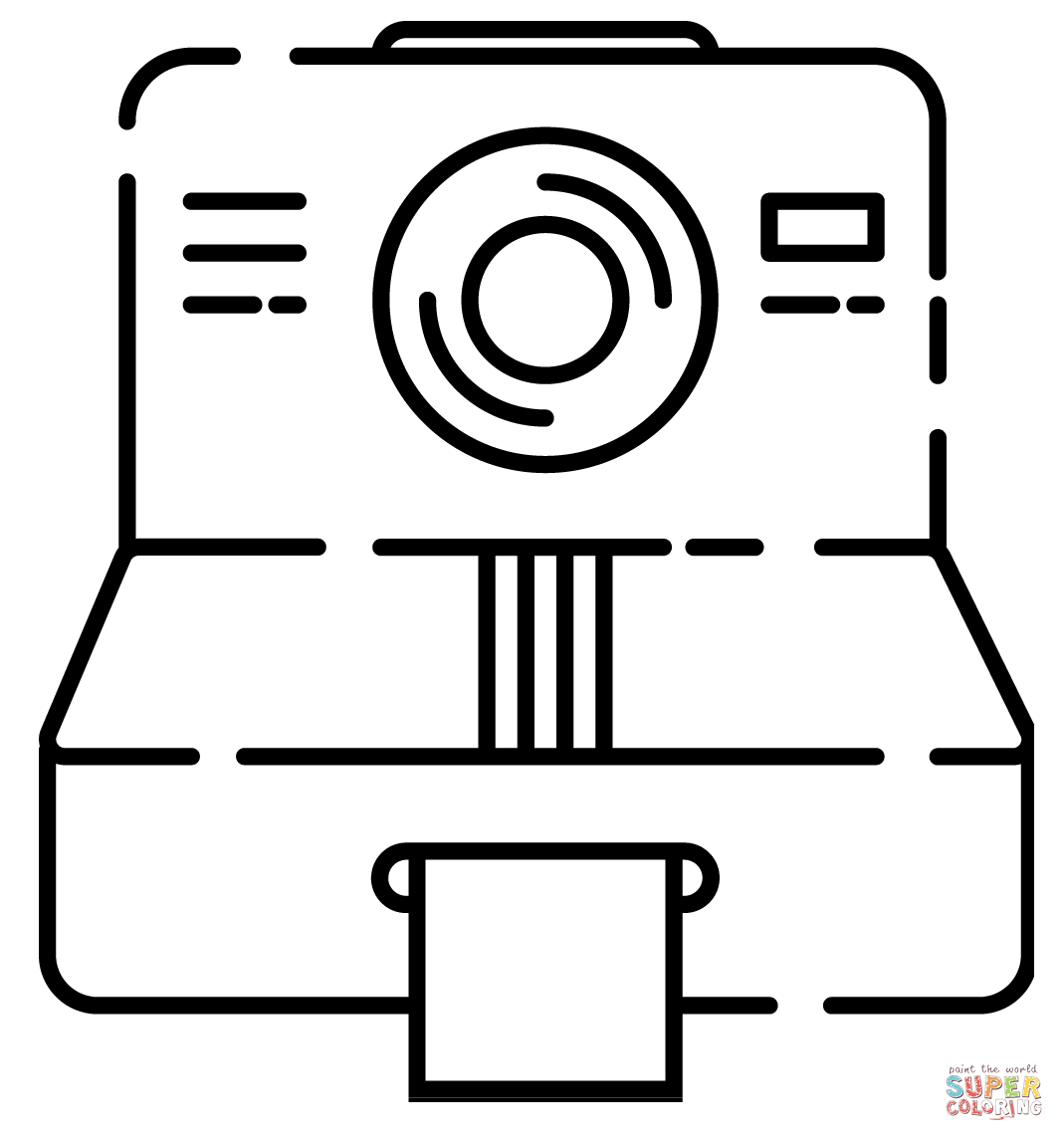 Retro polaroid camera coloring page free printable coloring pages