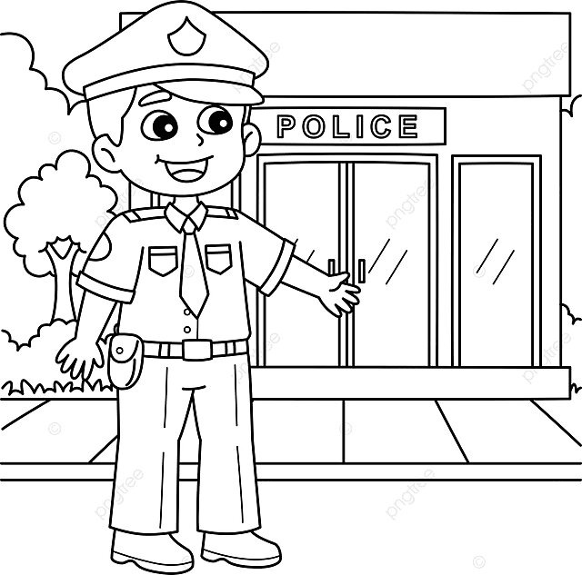 Policeman coloring page for kids silhouette corps drawing vector wing drawing man drawing ring drawing png and vector with transparent background for free download