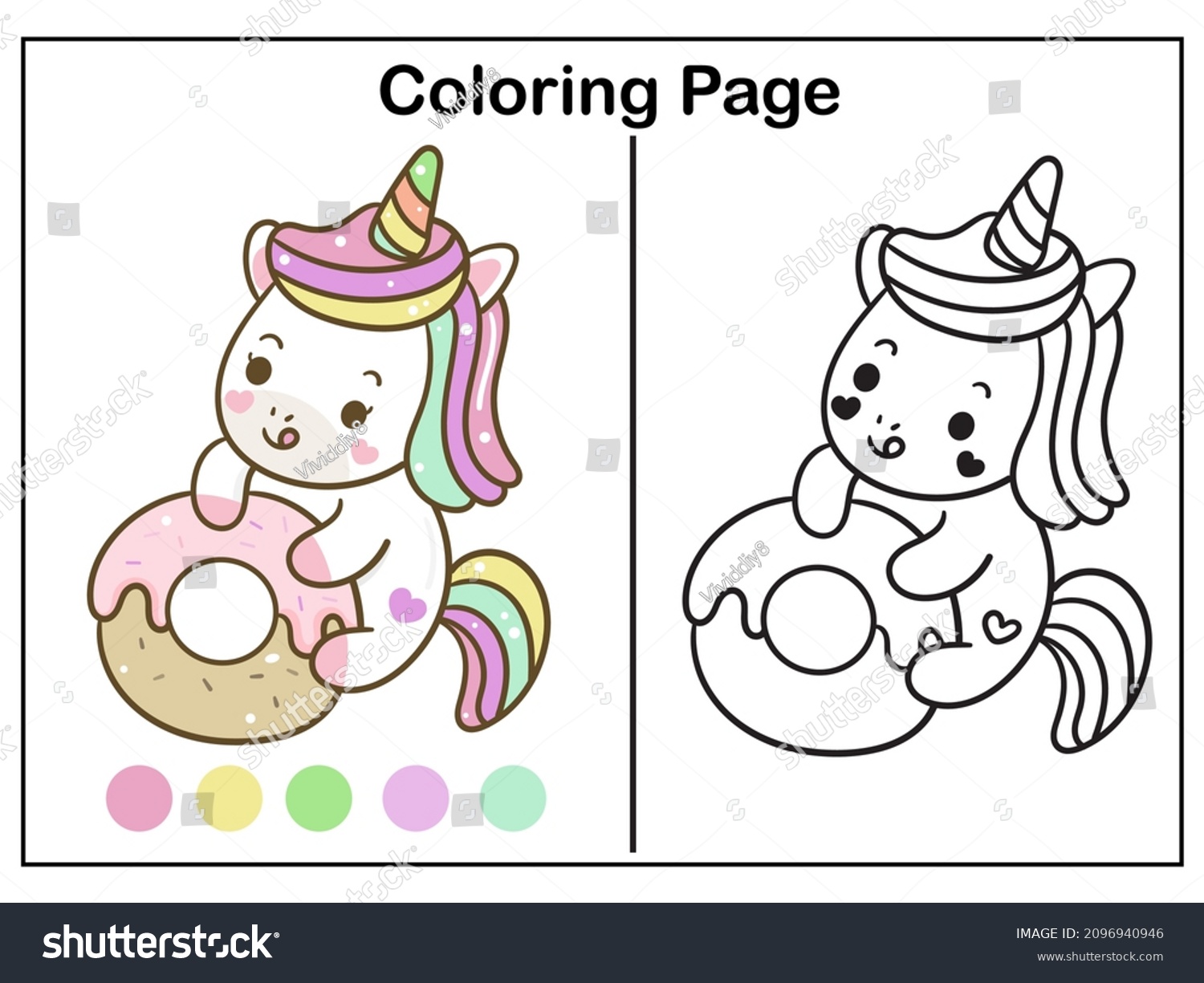 Coloring book pages cute unicorn cartoon stock vector royalty free