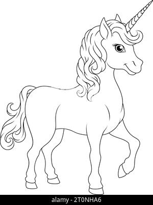 Unicorn with a friend coloring page for kids stock vector image art