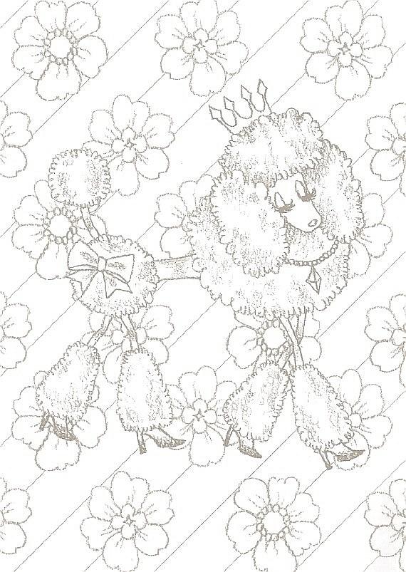 A size econeco toy poodle puppy dog fantasy painting drawing line colouring book template on aquarell watercolour watercolor water color colour paper hobbies toys stationery craft art prints on