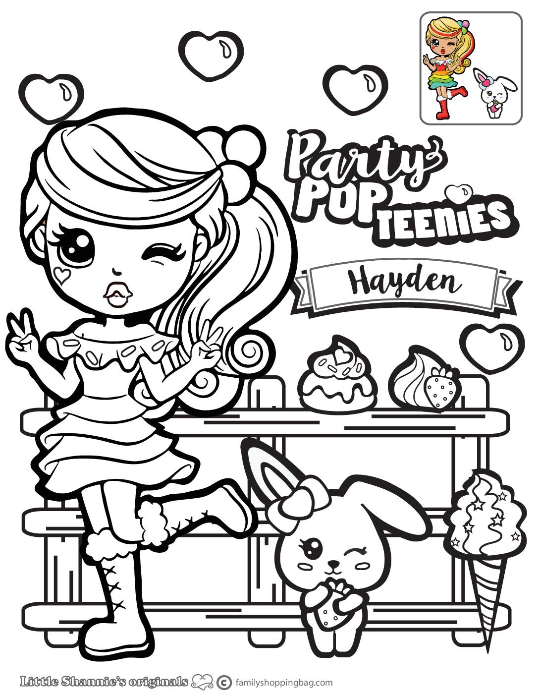 Hayden coloring page party pop teenies